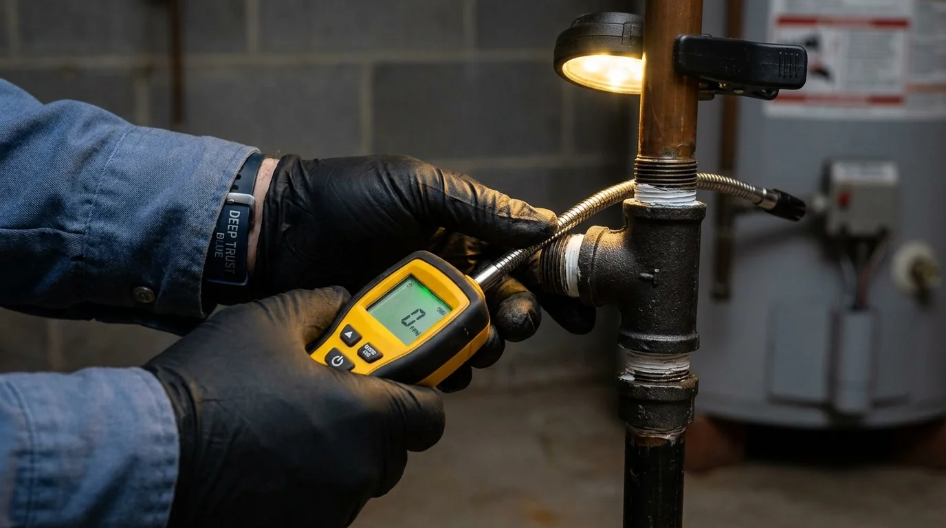 Gas leak detection with electronic sniffer by Johns Plumbing LLC in Framingham