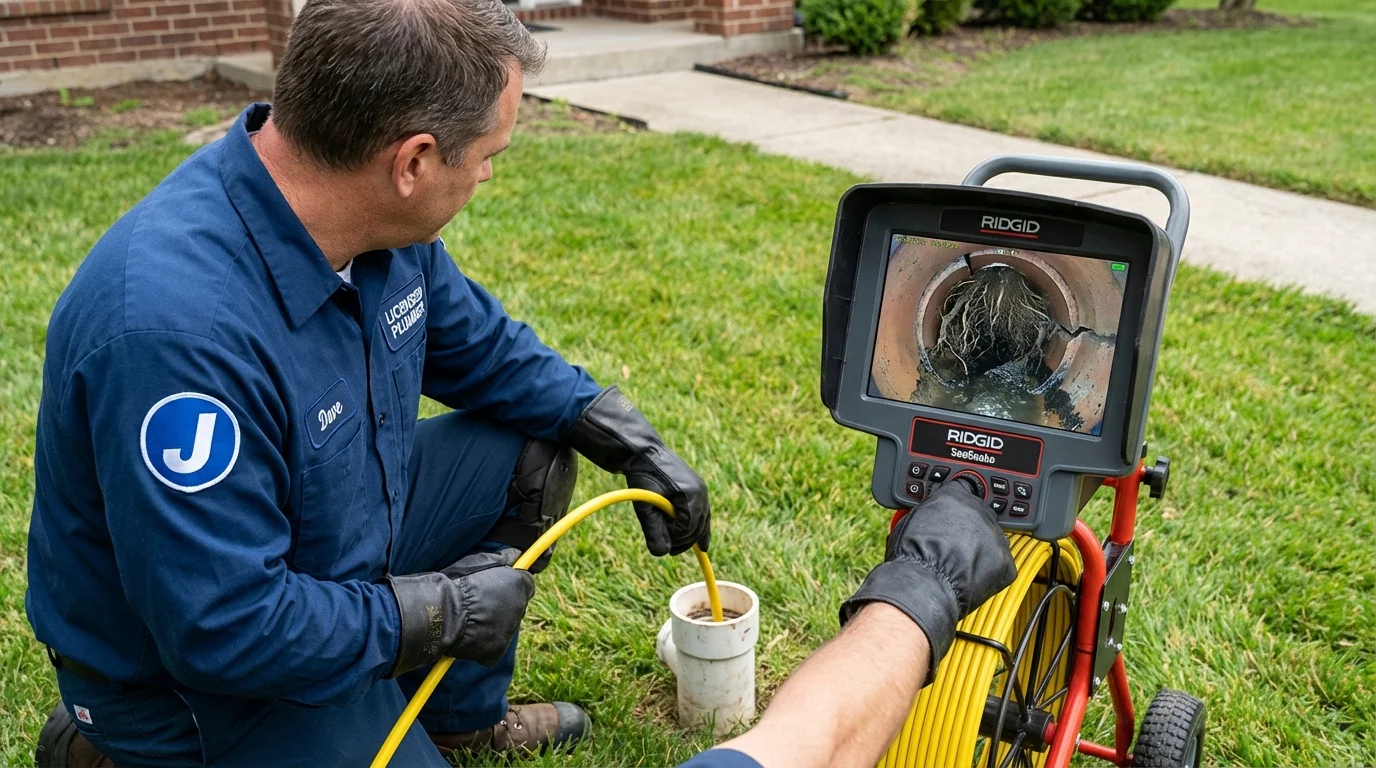 Sewer camera inspection being performed by Johns Plumbing LLC in Framingham
